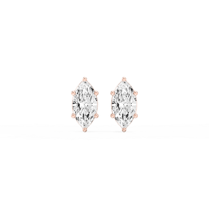 Marquise Lab Grown Diamond Six Prong Basket Stud Earrings