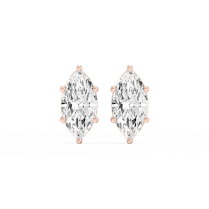Marquise Lab Grown Diamond Six Prong Basket Stud Earrings
