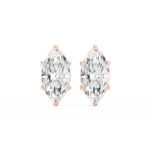 Marquise Lab Grown Diamond Six Prong Basket Stud Earrings