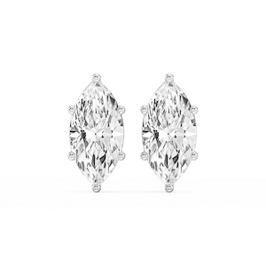 Marquise Lab Grown Diamond Six Prong Basket Stud Earrings