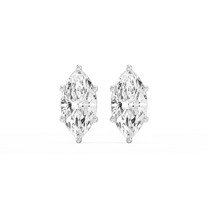 Marquise Lab Grown Diamond Six Prong Basket Stud Earrings