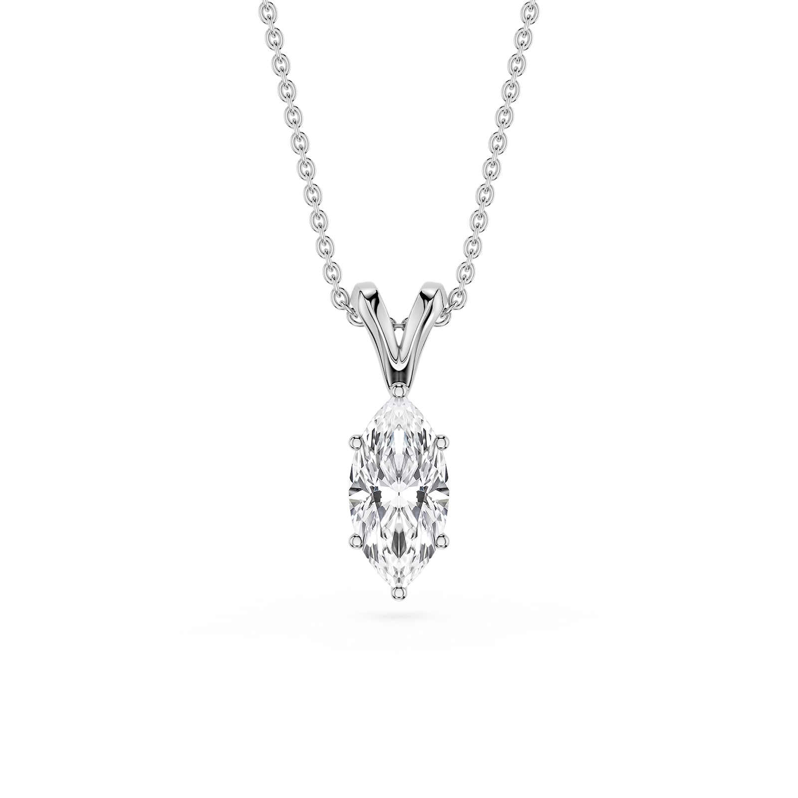 Marquise Lab Grown Diamond Six Prong Double Bail Solitaire Pendant - 16 to 18 Inches