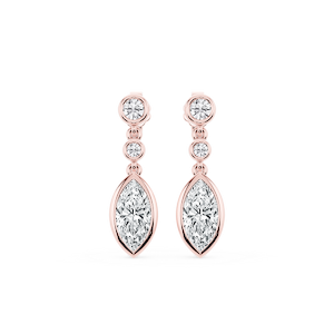 2 ¼ ctw Marquise Lab Grown Diamond Three Stone Drop Earrings