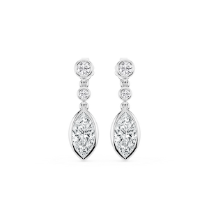 2 ¼ ctw Marquise Lab Grown Diamond Three Stone Drop Earrings