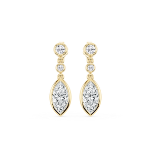 2 ¼ ctw Marquise Lab Grown Diamond Three Stone Drop Earrings