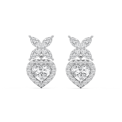 3 ⁷/₈ ctw Heart & Marquise Lab Grown Diamond Petal Drop Earrings