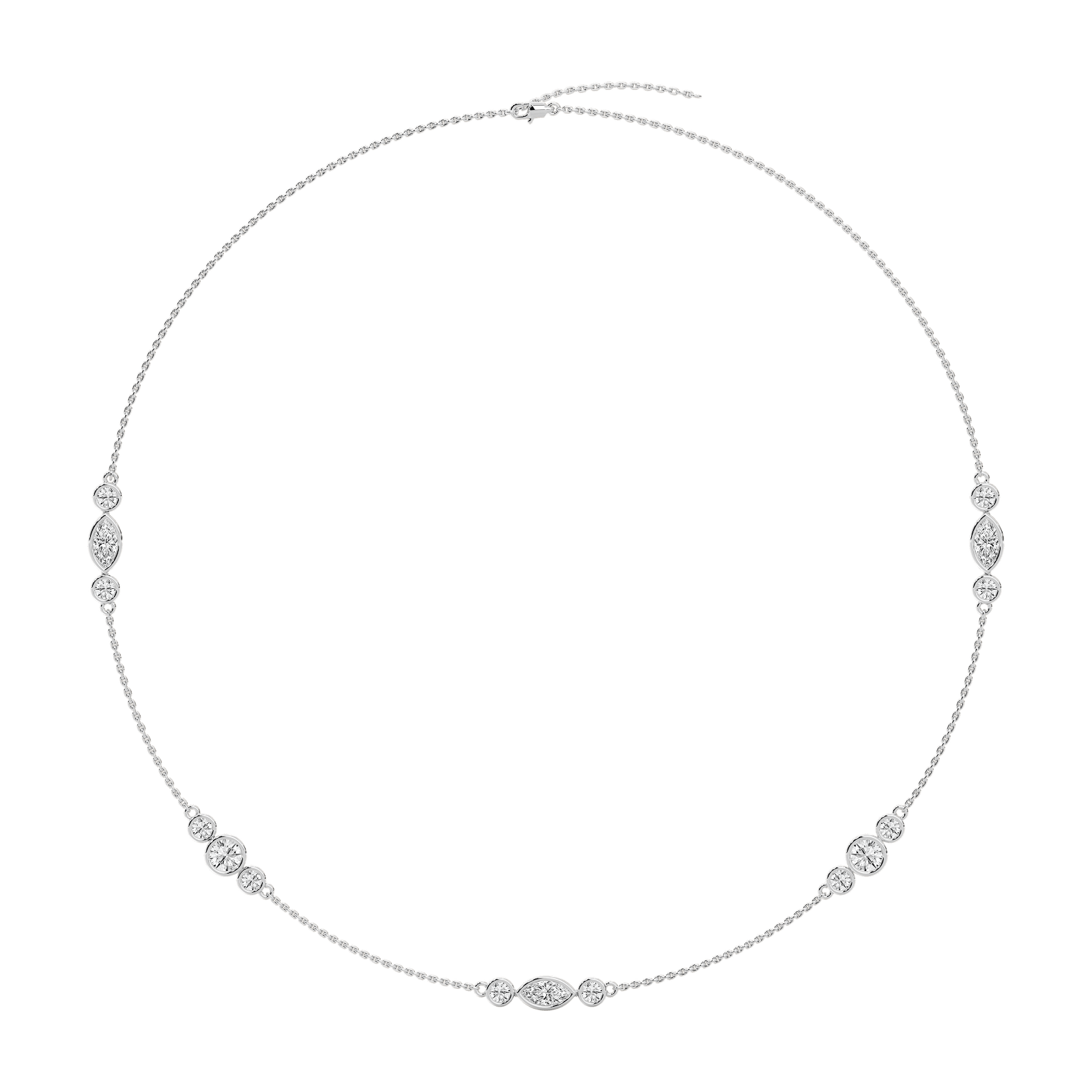 Marquise Round Chain Necklace in Rose Gold
