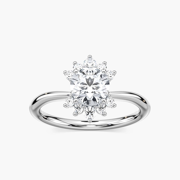 Matilda Round Lab Grown Diamond Starburst Halo Engagement Ring