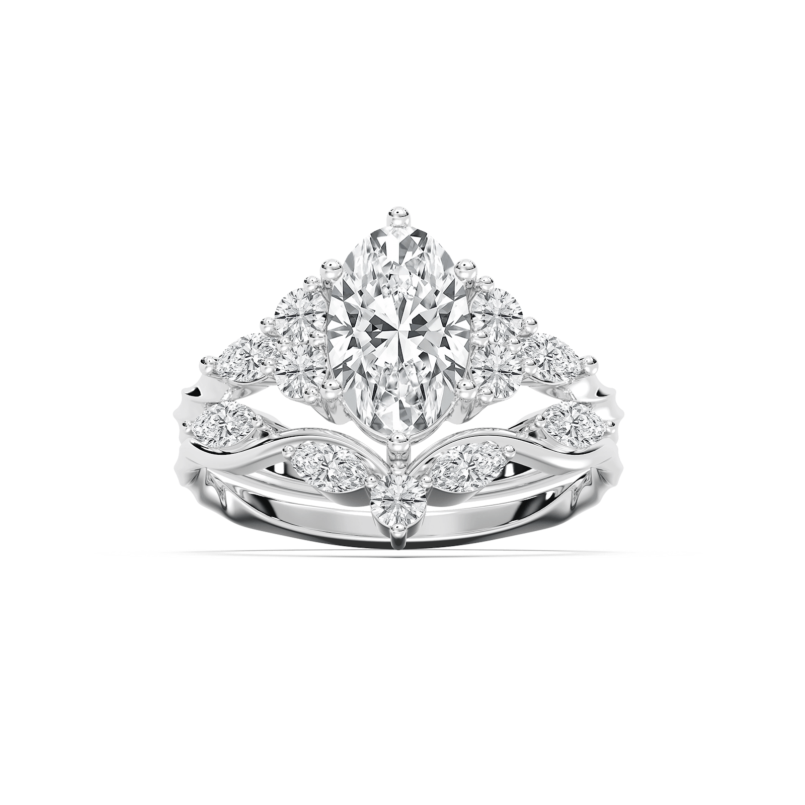 Maura 2 ¼ ctw Oval Lab Grown Diamond Nature Inspired Vine Motif Wedding Set