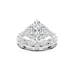 Maura 2 ¼ ctw Oval Lab Grown Diamond Nature Inspired Vine Motif Wedding Set