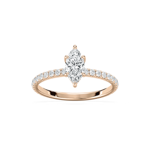 Maura 1 ctw Marquise Lab Grown Diamond Petite Six Prong Side Stone Engagement Ring