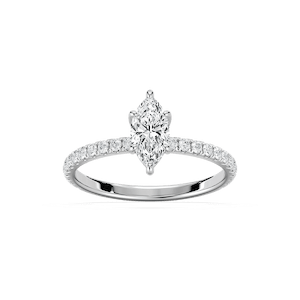 Maura 1 ctw Marquise Lab Grown Diamond Petite Six Prong Side Stone Engagement Ring