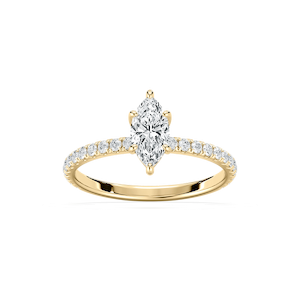 Maura 1 ctw Marquise Lab Grown Diamond Petite Six Prong Side Stone Engagement Ring