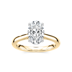 Camila Oval Lab Grown Diamond Cathedral Hidden Halo Engagement Ring