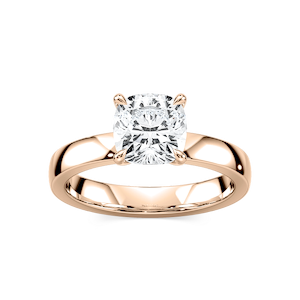 Maya Cushion Lab Grown Diamond 3mm Cigar Band Solitaire Engagement Ring