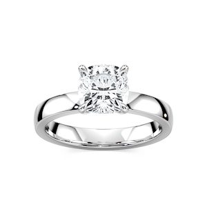Maya Cushion Lab Grown Diamond 3mm Cigar Band Solitaire Engagement Ring