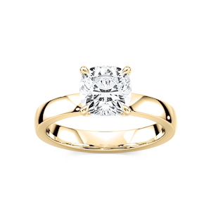 Maya Cushion Lab Grown Diamond 3mm Cigar Band Solitaire Engagement Ring