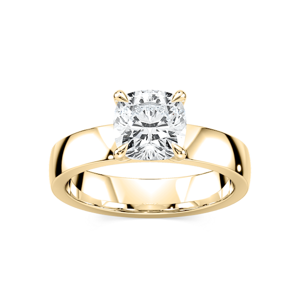 Maya Cushion Lab Grown Diamond 4mm Cigar Band Solitaire Engagement Ring