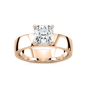 Maya Cushion Lab Grown Diamond 5mm Cigar Band Solitaire Engagement Ring