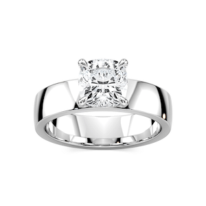 Maya Cushion Lab Grown Diamond 5mm Cigar Band Solitaire Engagement Ring