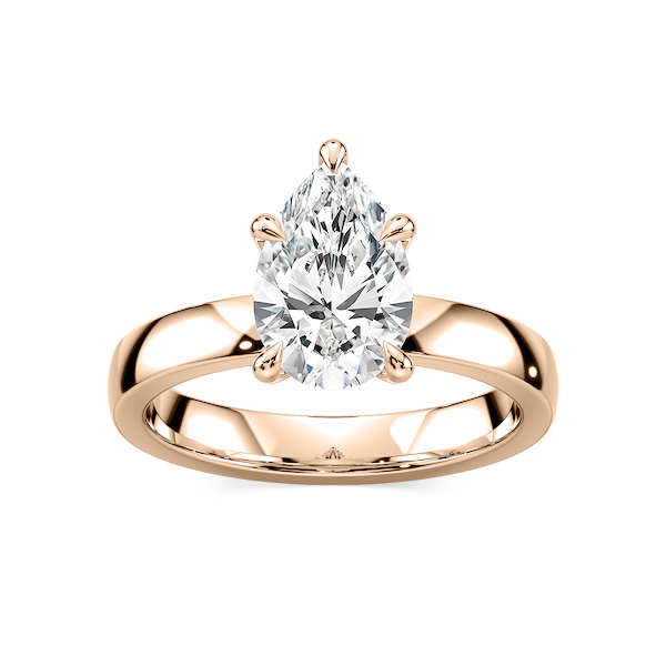 Maya Pear Lab Grown Diamond 3mm Cigar Band Solitaire Engagement Ring