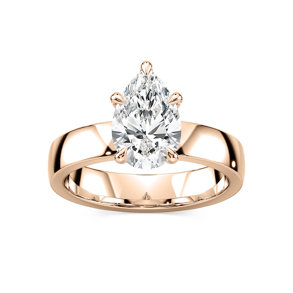 Maya Pear Lab Grown Diamond 4mm Cigar Band Solitaire Engagement Ring