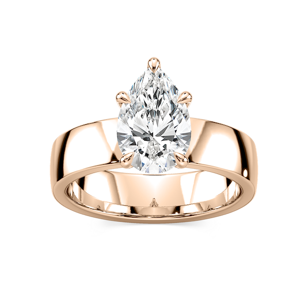 Maya Pear Lab Grown Diamond 5mm Cigar Band Solitaire Engagement Ring