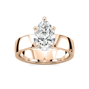 Maya Pear Lab Grown Diamond 5mm Cigar Band Solitaire Engagement Ring