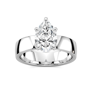 Maya Pear Lab Grown Diamond 5mm Cigar Band Solitaire Engagement Ring