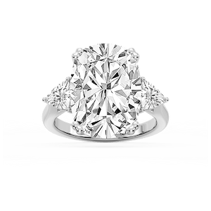 Meghan 16 ctw Elongated Cushion Lab Grown Diamond Three Stone Engagement Ring - Signature Collection