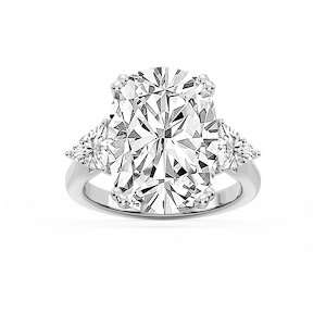 Meghan 16 ctw Elongated Cushion Lab Grown Diamond Three Stone Engagement Ring - Signature Collection