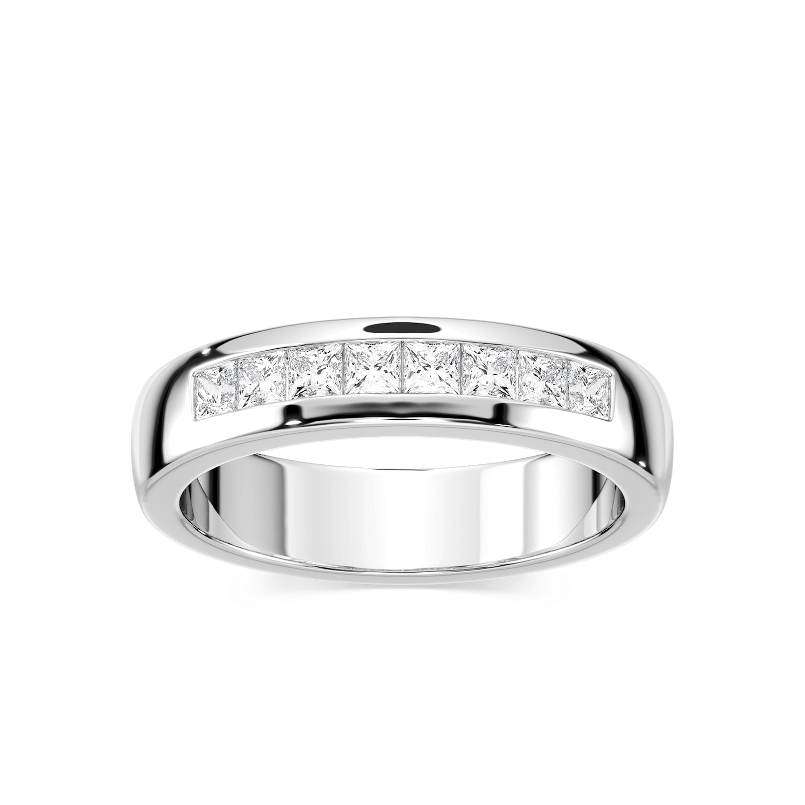 Channel set diamond wedding band made to fit the Melanie Engagement Ring in recycled 14K white gold| channel set diamond wedding band made to fit melanie engagement ring