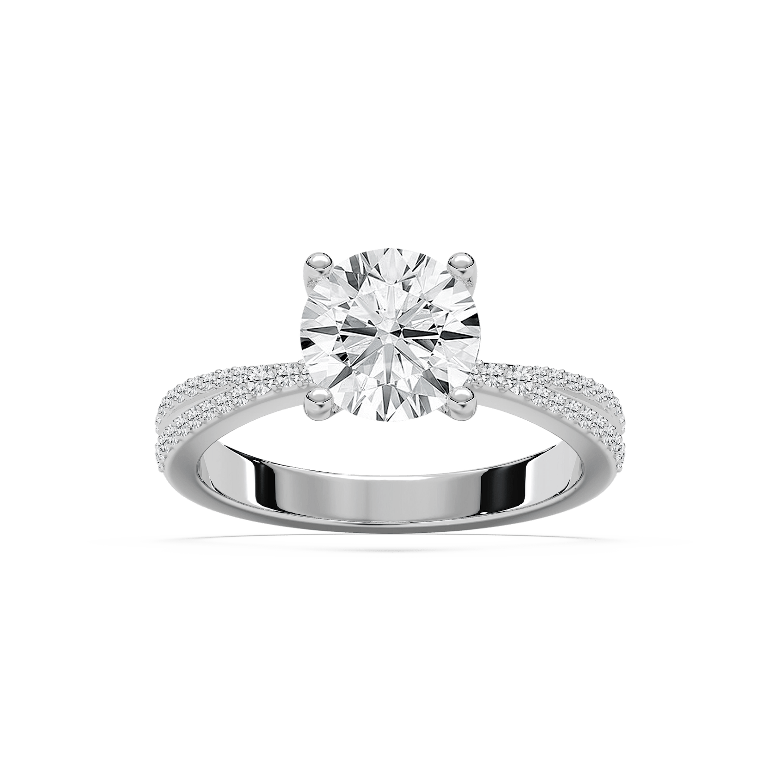 Meline Split Pave Round Engagement Ring in Rose Gold