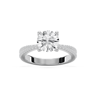 Meline 2 ¹⁄₅ ctw Round Lab Grown Diamond Split Pave Side Stone Engagement Ring