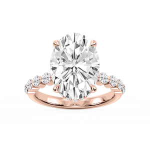 Melody Oval Lab Grown Diamond Single Shared Prong Collar Hidden Halo Engagement Ring