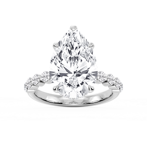 Melody Pear Lab Grown Diamond Single Shared Prong Collar Hidden Halo Engagement Ring