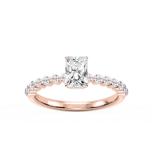 Melody Radiant Lab Grown Diamond Single Shared Prong Collar Hidden Halo Engagement Ring