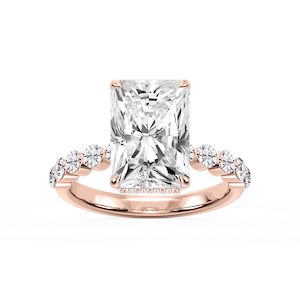 Melody Radiant Lab Grown Diamond Single Shared Prong Collar Hidden Halo Engagement Ring