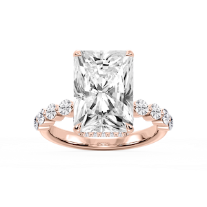 Melody Radiant Lab Grown Diamond Single Shared Prong Collar Hidden Halo Engagement Ring