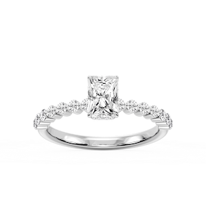 Melody Radiant Lab Grown Diamond Single Shared Prong Collar Hidden Halo Engagement Ring