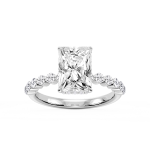 Melody Radiant Lab Grown Diamond Single Shared Prong Collar Hidden Halo Engagement Ring