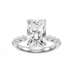 Melody Radiant Lab Grown Diamond Single Shared Prong Collar Hidden Halo Engagement Ring