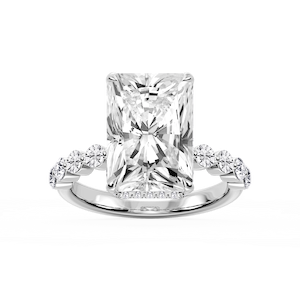 Melody Radiant Lab Grown Diamond Single Shared Prong Collar Hidden Halo Engagement Ring