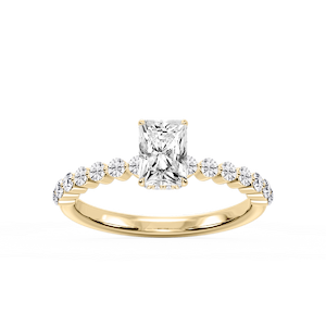 Melody Radiant Lab Grown Diamond Single Shared Prong Collar Hidden Halo Engagement Ring
