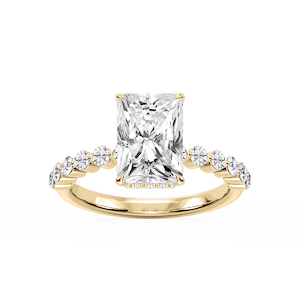 Melody Radiant Lab Grown Diamond Single Shared Prong Collar Hidden Halo Engagement Ring