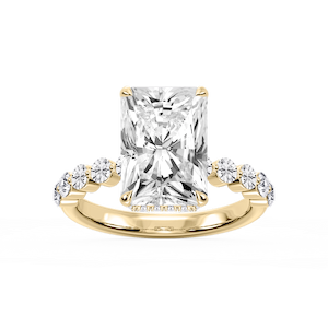 Melody Radiant Lab Grown Diamond Single Shared Prong Collar Hidden Halo Engagement Ring
