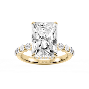 Melody Radiant Lab Grown Diamond Single Shared Prong Collar Hidden Halo Engagement Ring