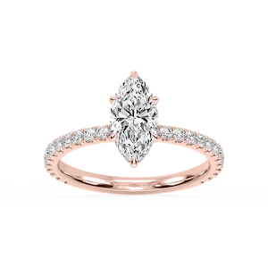 Michelle Round Lab Grown Diamond Pave Collar Claw Prong Side Stone Engagement Ring