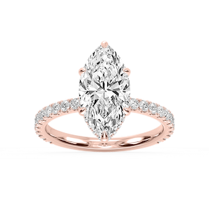 Michelle Marquise Lab Grown Diamond Pave Collar Claw Prong Side Stone Engagement Ring
