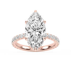 Michelle Marquise Lab Grown Diamond Pave Collar Claw Prong Side Stone Engagement Ring
